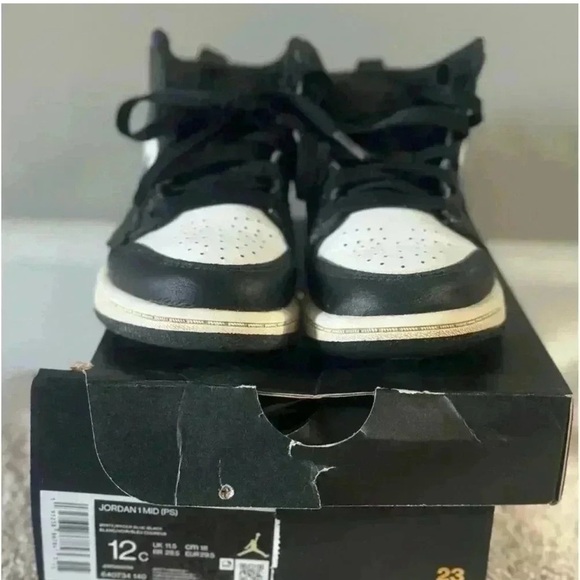 Nike Air Jordan Mid Sneakers - Black, White, Blue - Picture 7 of 7